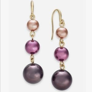 Charter Club Gold-Tone Imitation Pearl Graduated Linear Drop Earrings